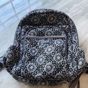 Vera Bradley Black/White/a little blue Mandala Backpack